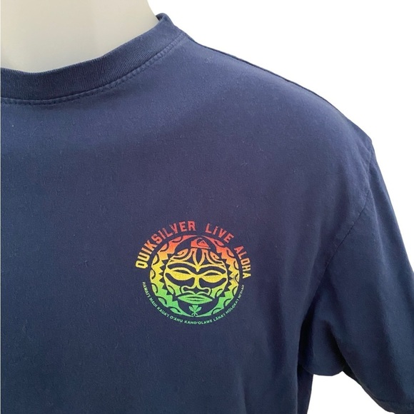 QUIKSILVER “Live Aloha” Rainbow Colored Tee Shirt Premium Fit Men L Large - Picture 4 of 6
